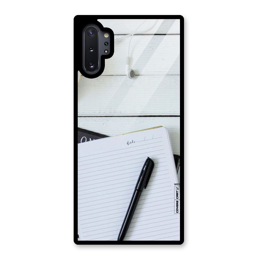 Headphones Notes Glass Back Case for Galaxy Note 10 Plus