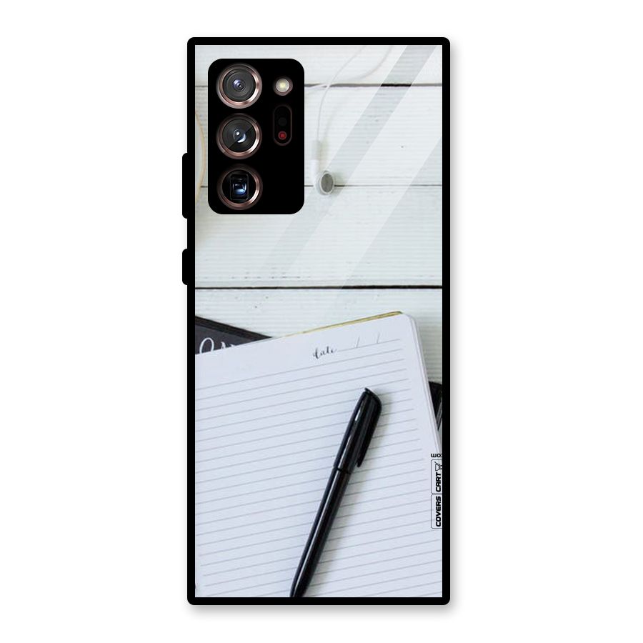 Headphones Notes Glass Back Case for Galaxy Note 20 Ultra 5G