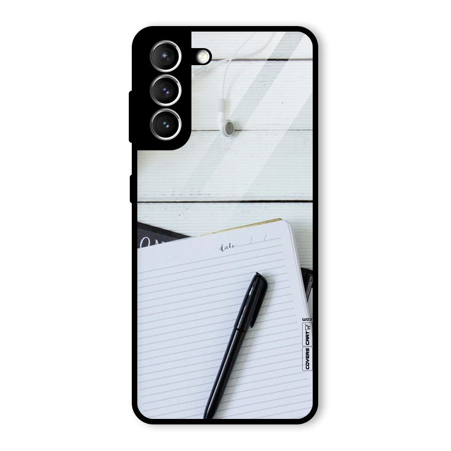 Headphones Notes Glass Back Case for Galaxy S21 5G