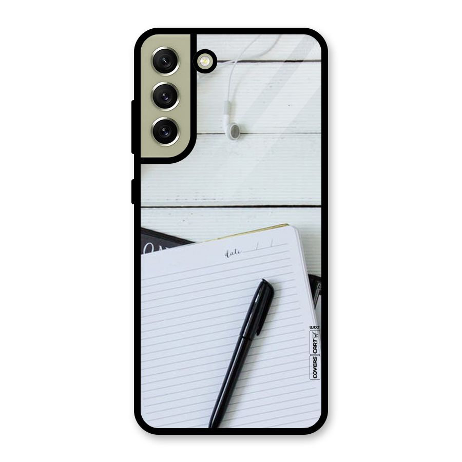 Headphones Notes Glass Back Case for Galaxy S21 FE 5G