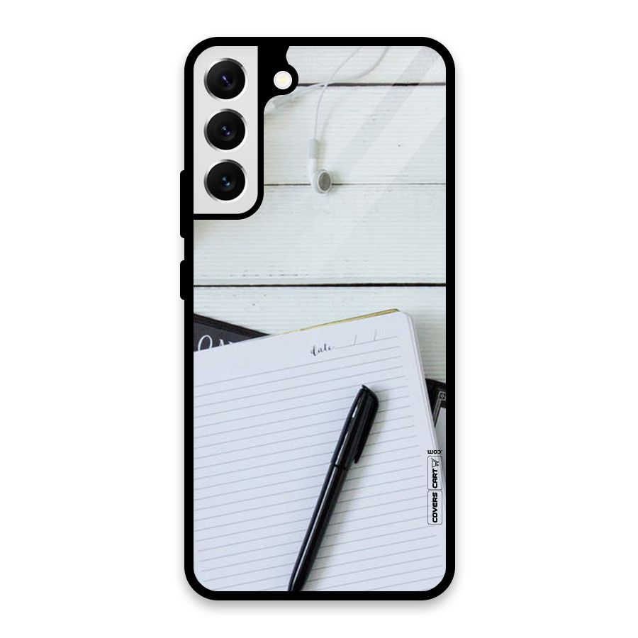 Headphones Notes Glass Back Case for Galaxy S22 Plus 5G