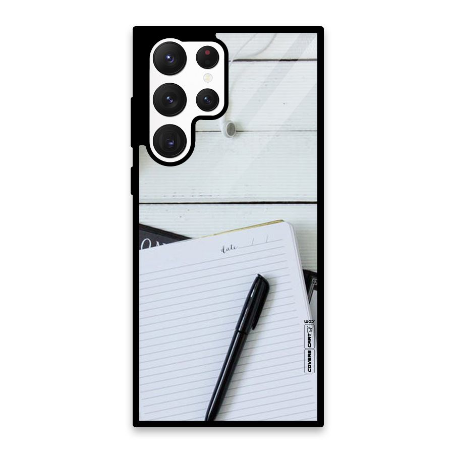 Headphones Notes Glass Back Case for Galaxy S22 Ultra 5G