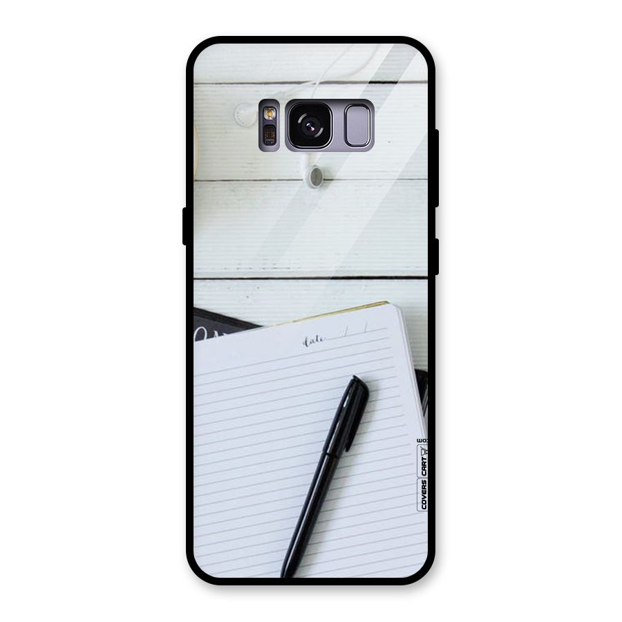Headphones Notes Glass Back Case for Galaxy S8