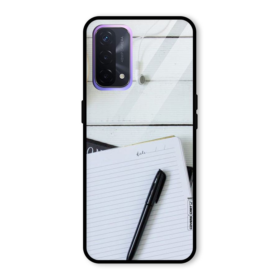 Headphones Notes Glass Back Case for Oppo A74 5G