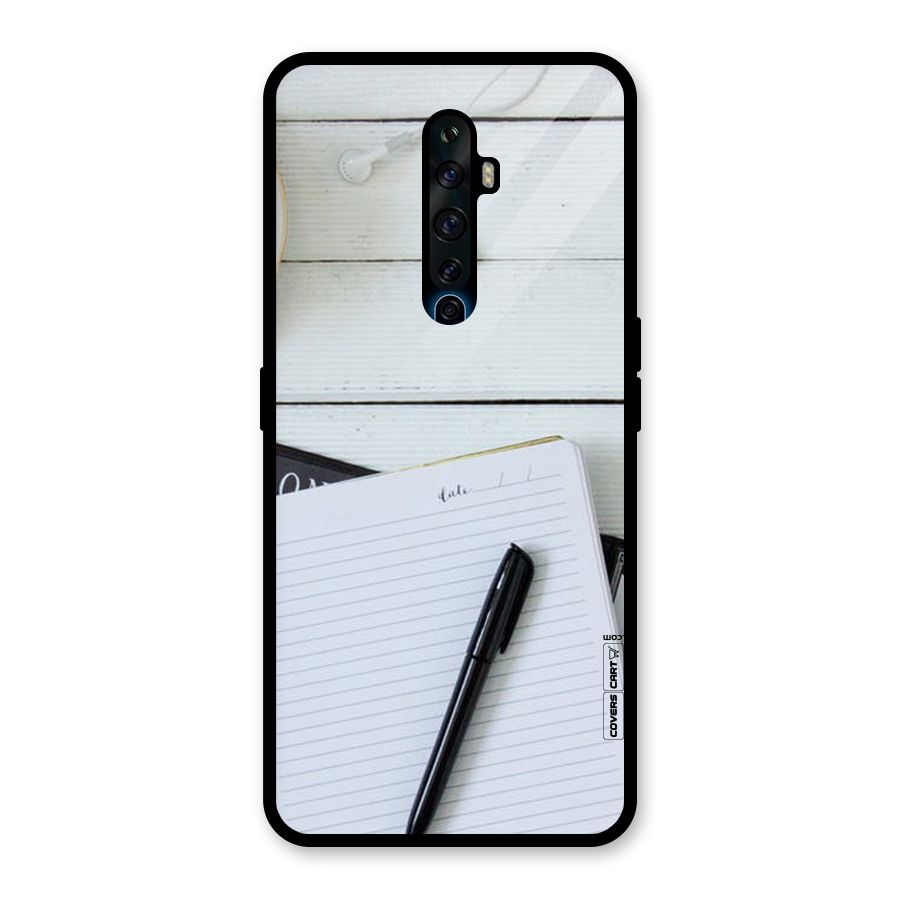 Headphones Notes Glass Back Case for Oppo Reno2 F