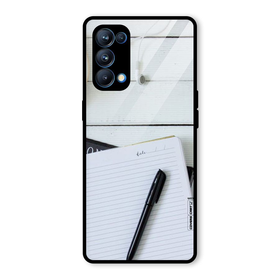 Headphones Notes Glass Back Case for Oppo Reno5 Pro 5G