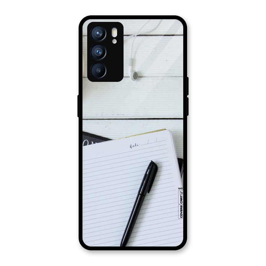 Headphones Notes Glass Back Case for Oppo Reno6 5G