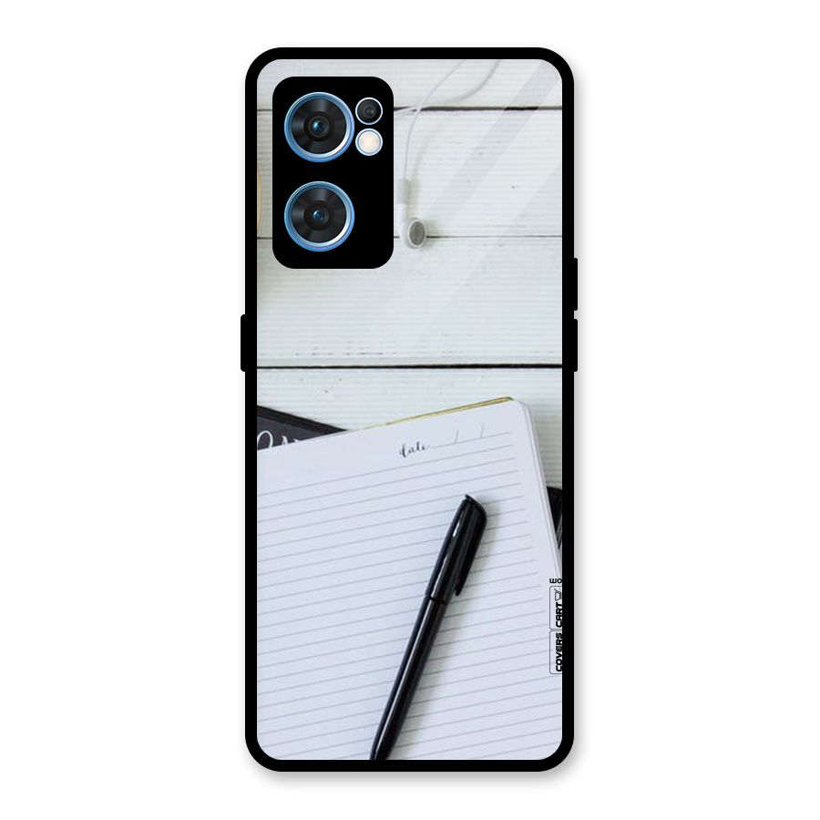 Headphones Notes Glass Back Case for Oppo Reno7 5G