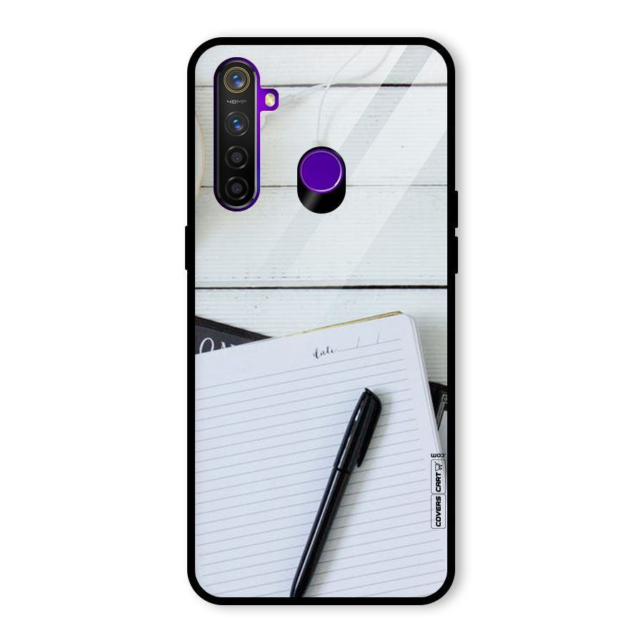 Headphones Notes Glass Back Case for Realme 5 Pro