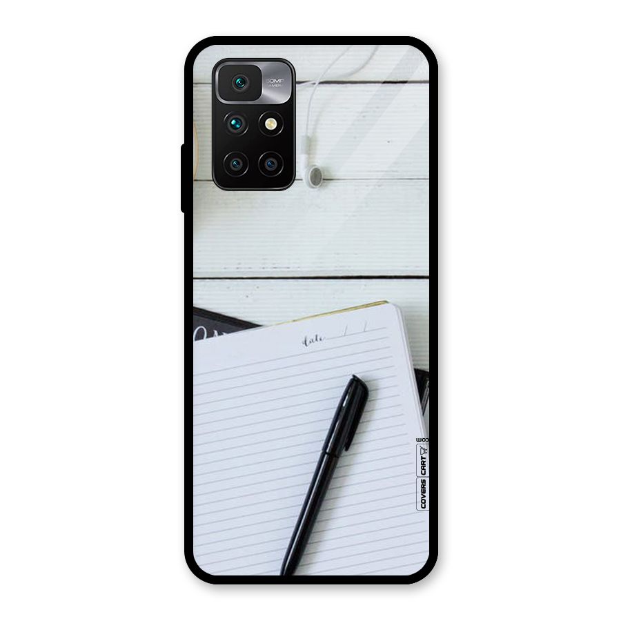 Headphones Notes Glass Back Case for Redmi 10 Prime