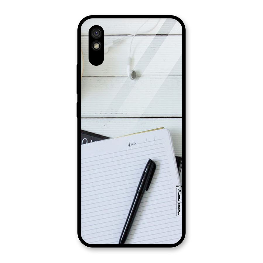 Headphones Notes Glass Back Case for Redmi 9A