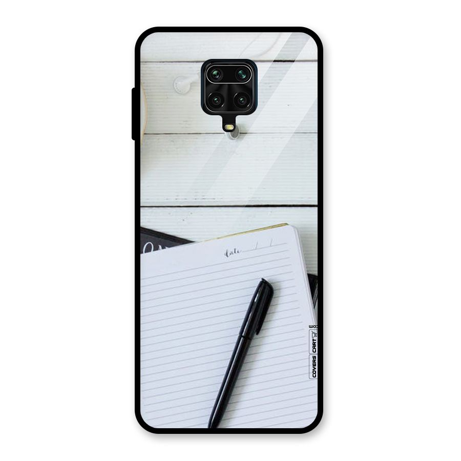 Headphones Notes Glass Back Case for Redmi Note 10 Lite