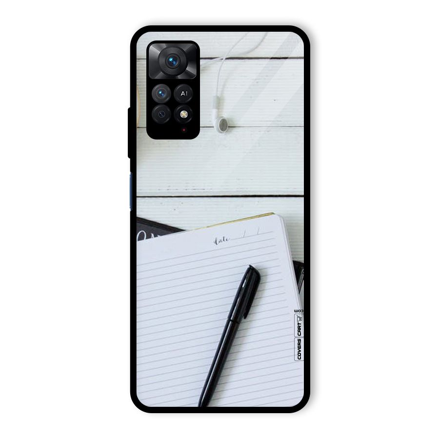 Headphones Notes Glass Back Case for Redmi Note 11 Pro