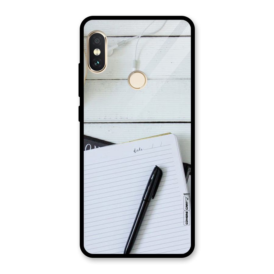 Headphones Notes Glass Back Case for Redmi Note 5 Pro