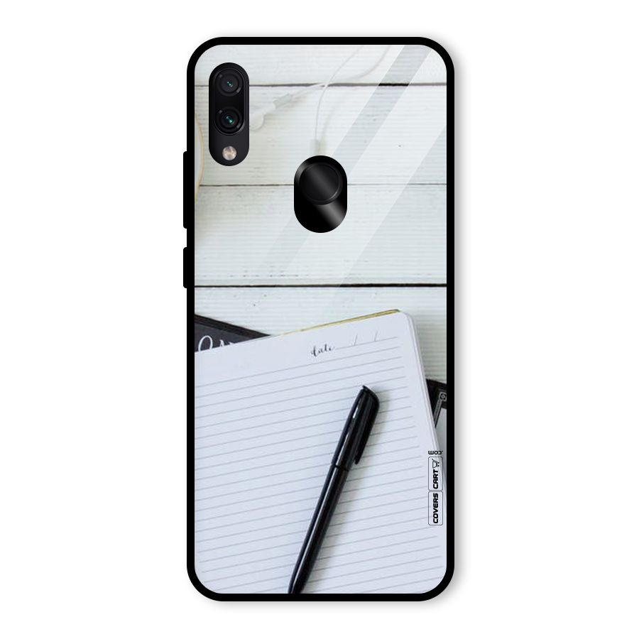Headphones Notes Glass Back Case for Redmi Note 7 Pro