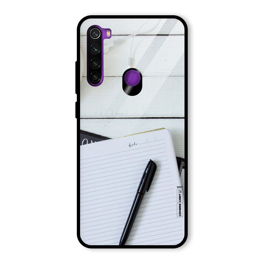 Headphones Notes Glass Back Case for Redmi Note 8