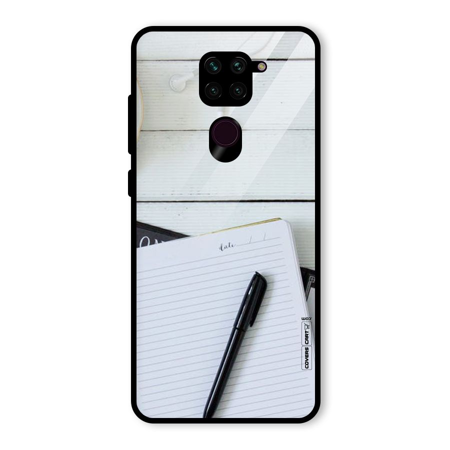 Headphones Notes Glass Back Case for Redmi Note 9