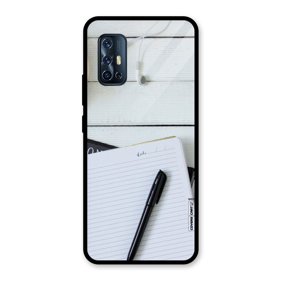 Headphones Notes Glass Back Case for Vivo V17