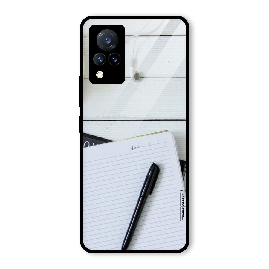 Headphones Notes Glass Back Case for Vivo V21 5G