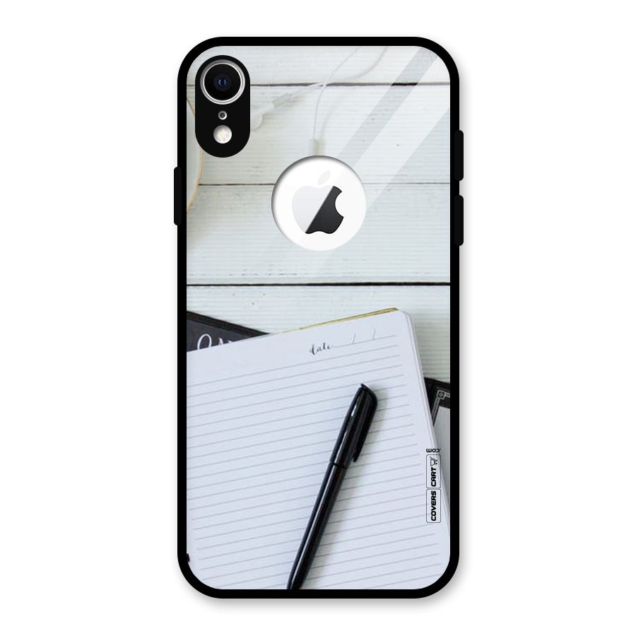 Headphones Notes Glass Back Case for iPhone XR Logo Cut