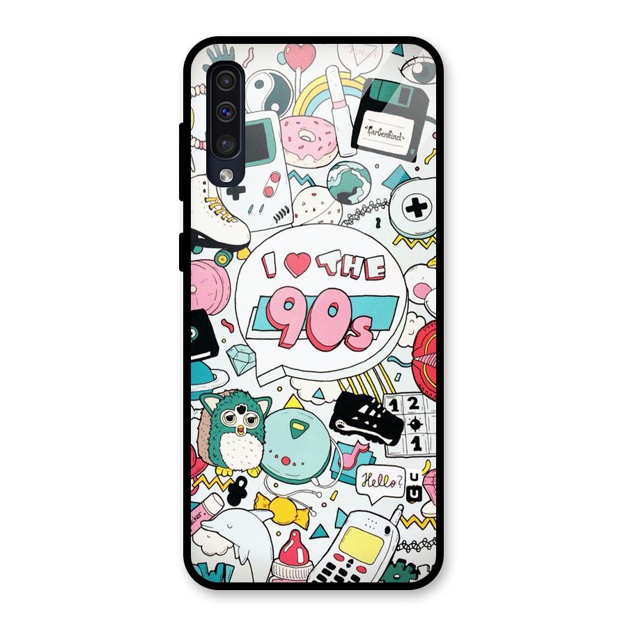 Heart 90s Glass Back Case for Galaxy A50