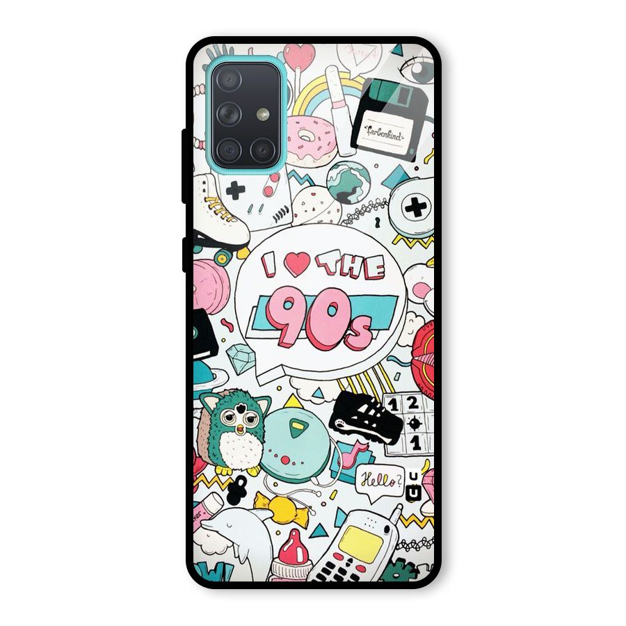 Heart 90s Glass Back Case for Galaxy A71
