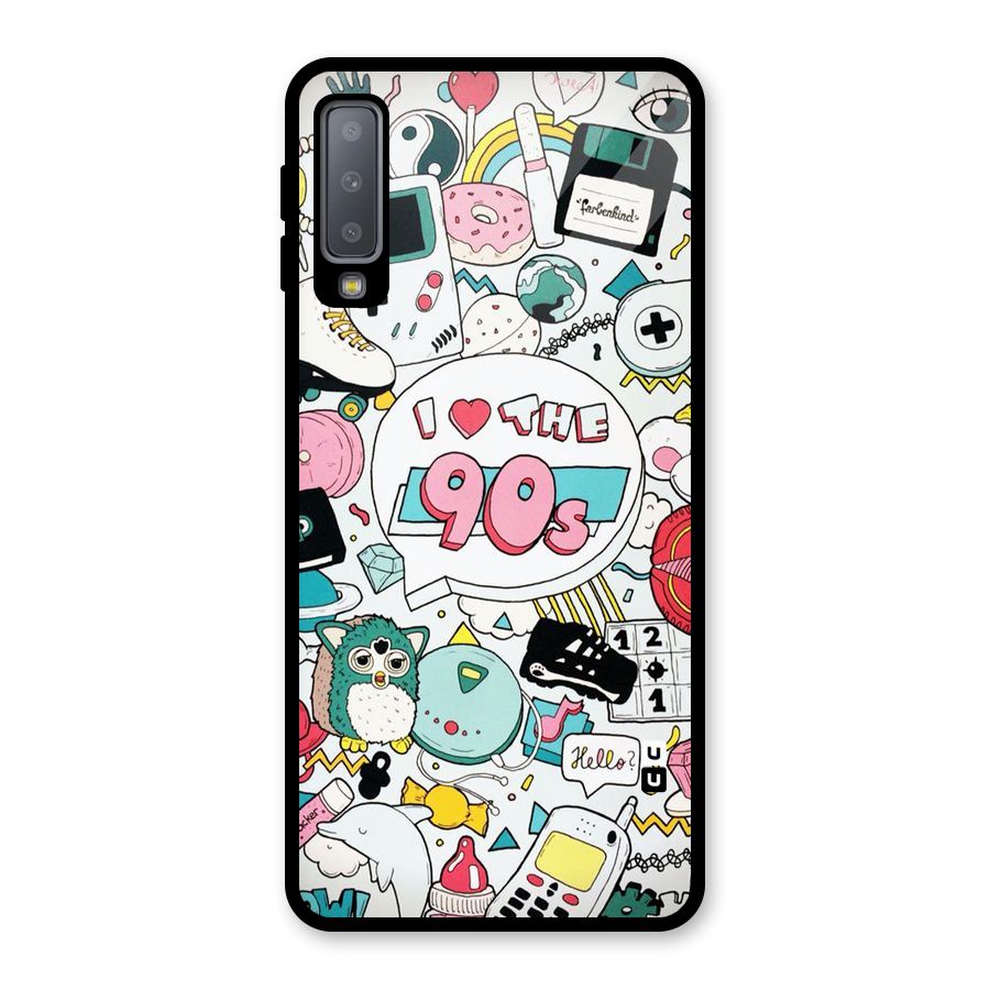 Heart 90s Glass Back Case for Galaxy A7 (2018)