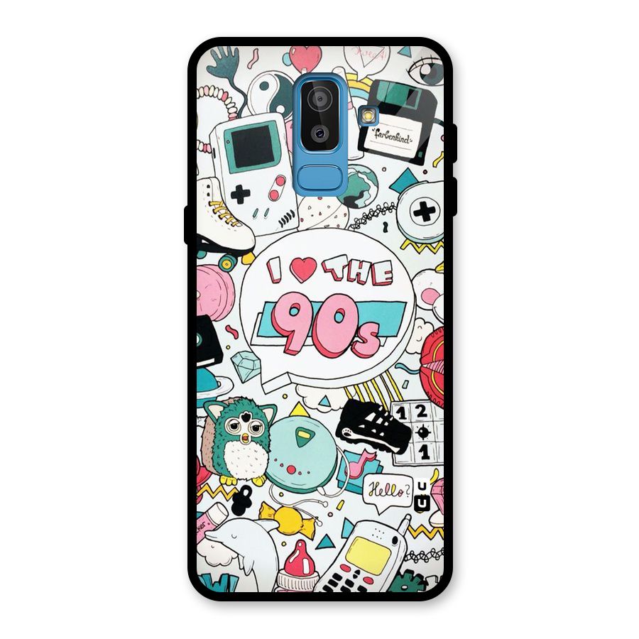 Heart 90s Glass Back Case for Galaxy J8