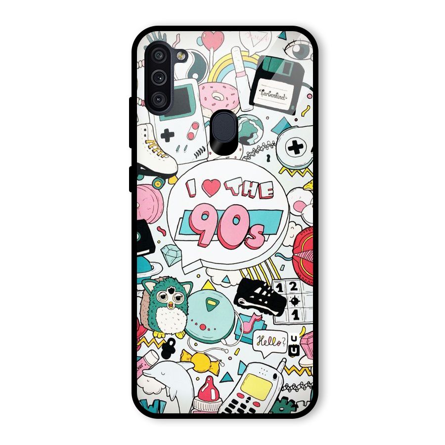 Heart 90s Glass Back Case for Galaxy M11