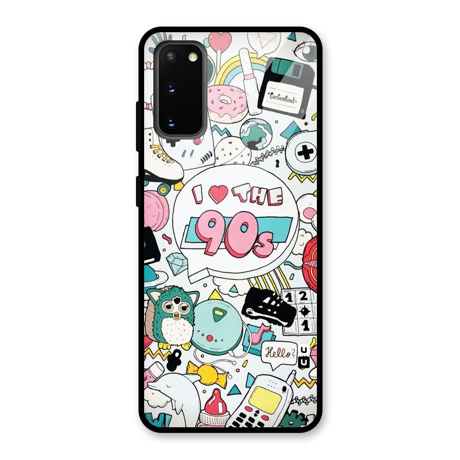 Heart 90s Glass Back Case for Galaxy S20