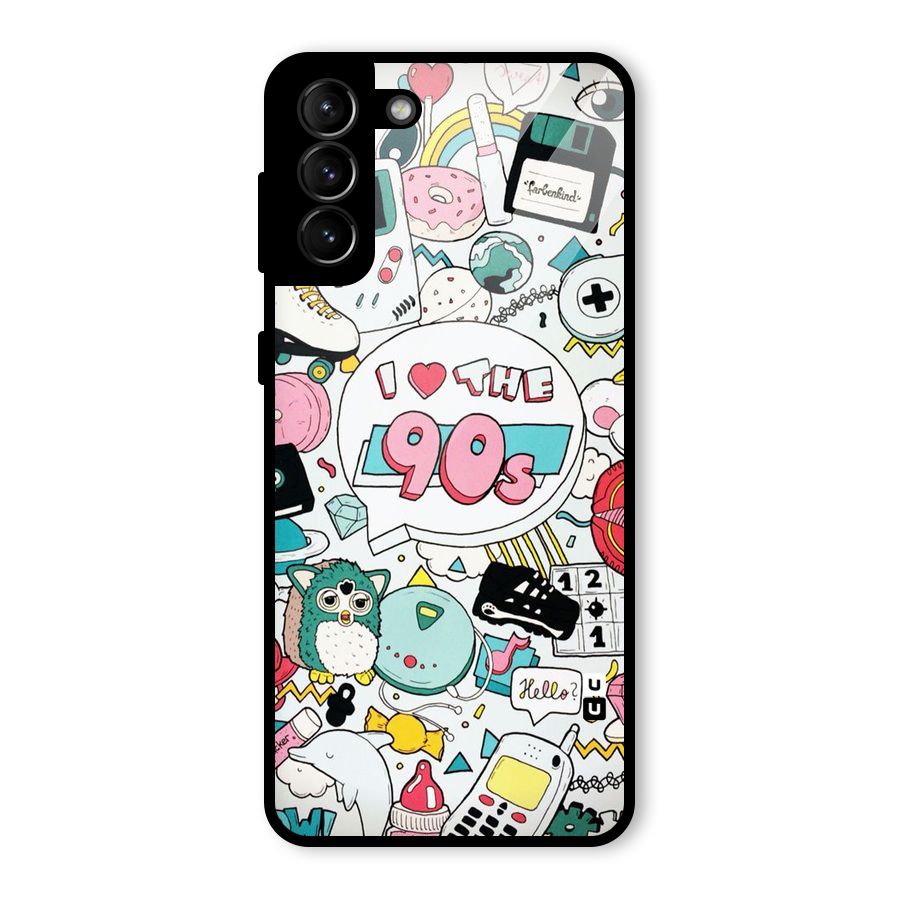Heart 90s Glass Back Case for Galaxy S21 Plus