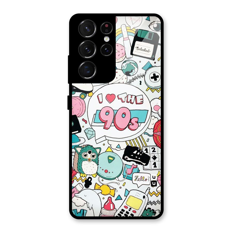Heart 90s Glass Back Case for Galaxy S21 Ultra 5G