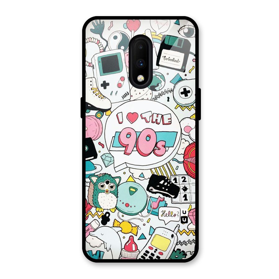 Heart 90s Glass Back Case for OnePlus 7