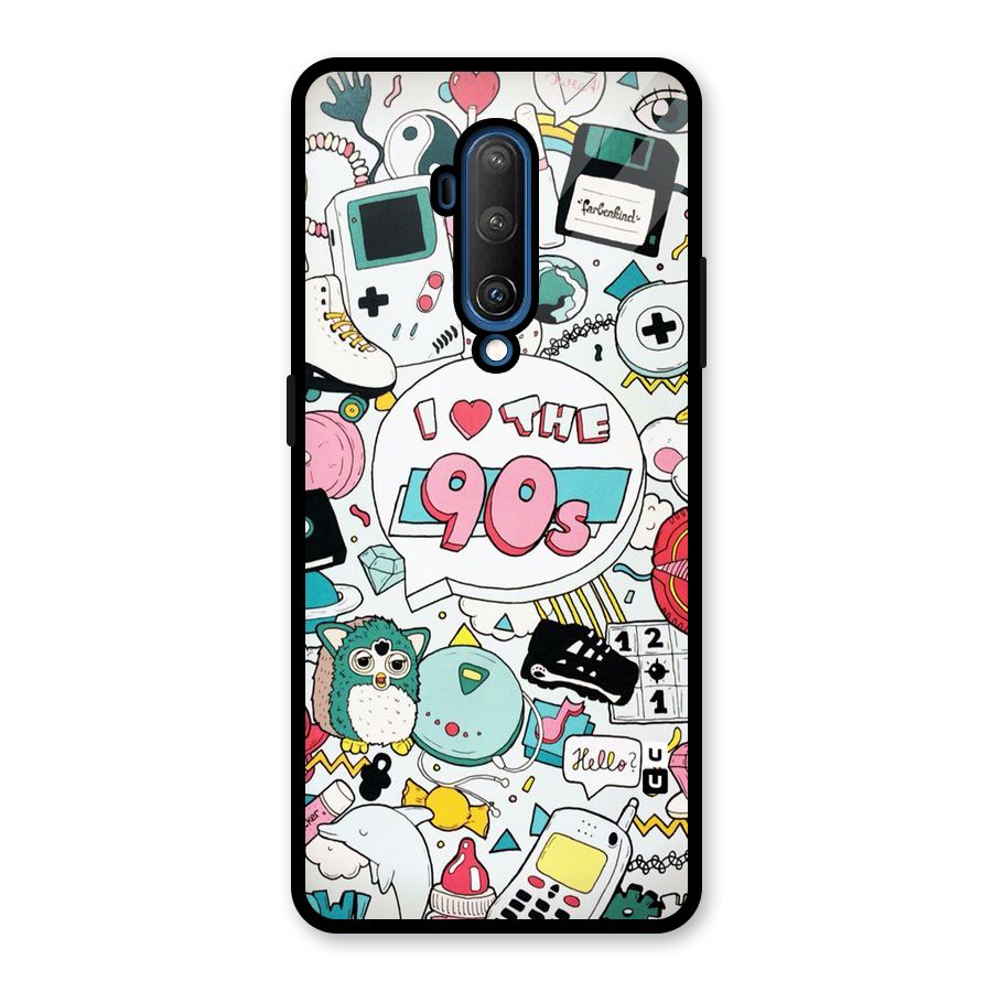 Heart 90s Glass Back Case for OnePlus 7T Pro