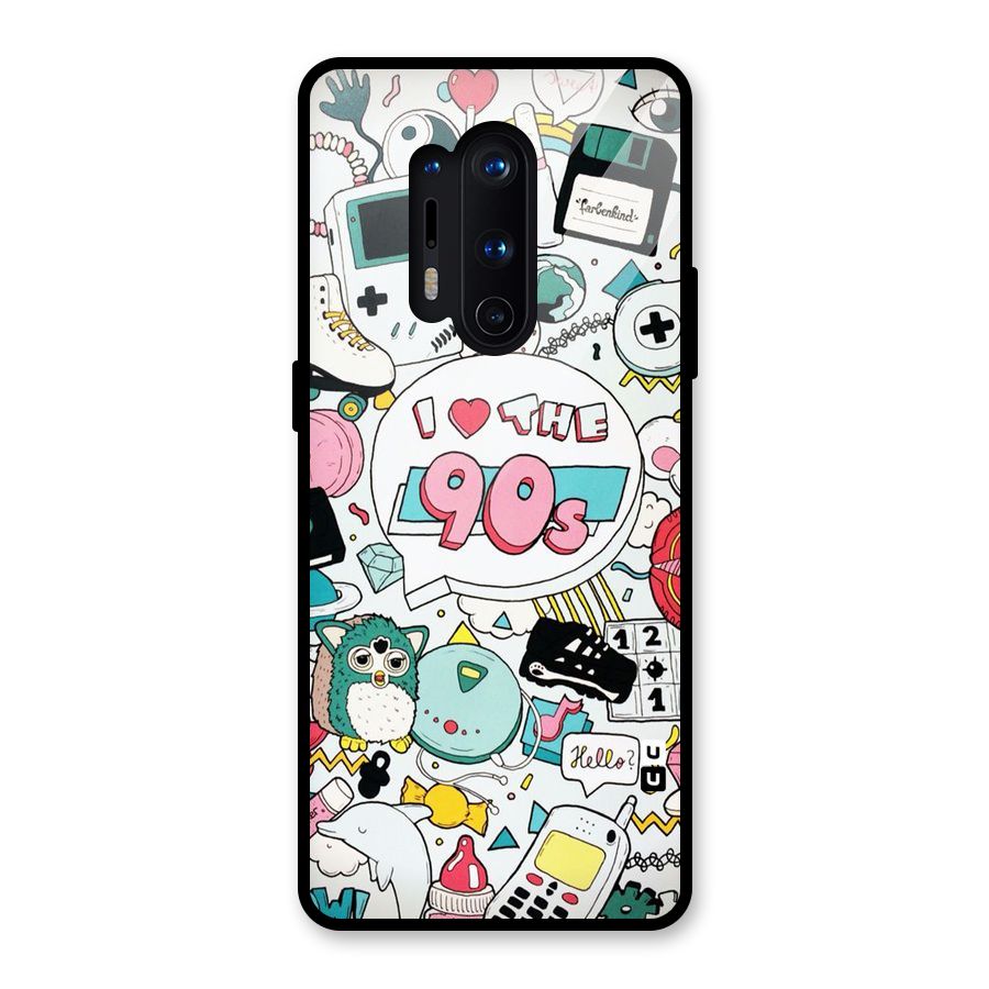 Heart 90s Glass Back Case for OnePlus 8 Pro
