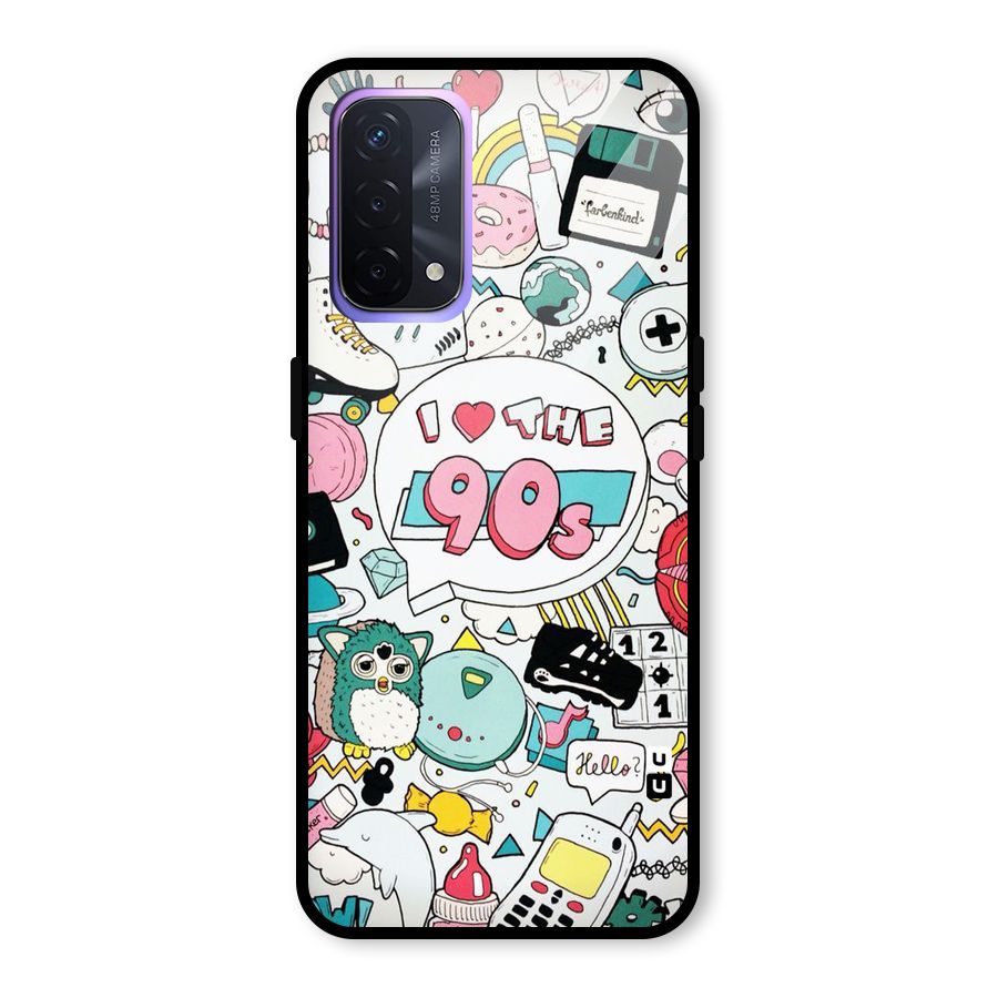 Heart 90s Glass Back Case for Oppo A74 5G