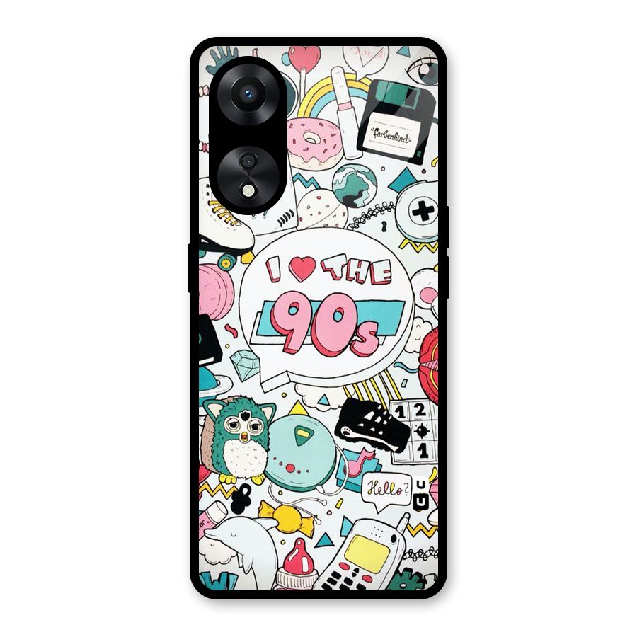 Heart 90s Glass Back Case for Oppo A78