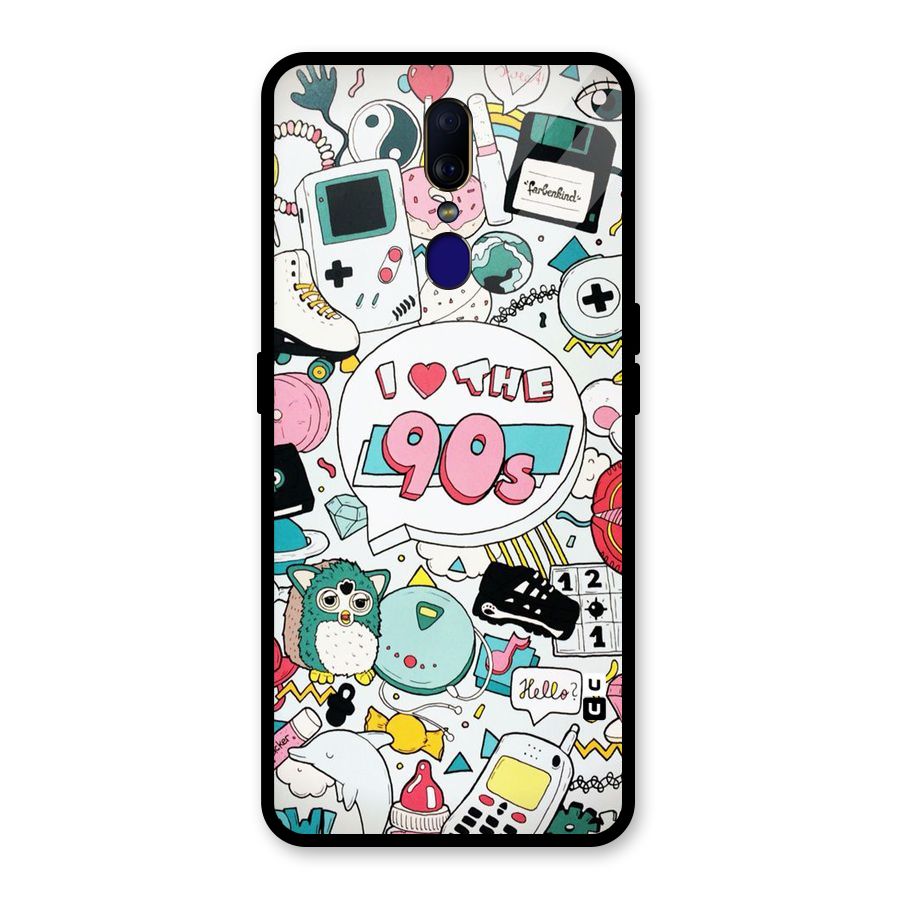 Heart 90s Glass Back Case for Oppo F11