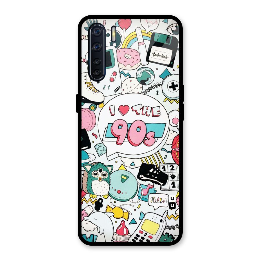 Heart 90s Glass Back Case for Oppo F15