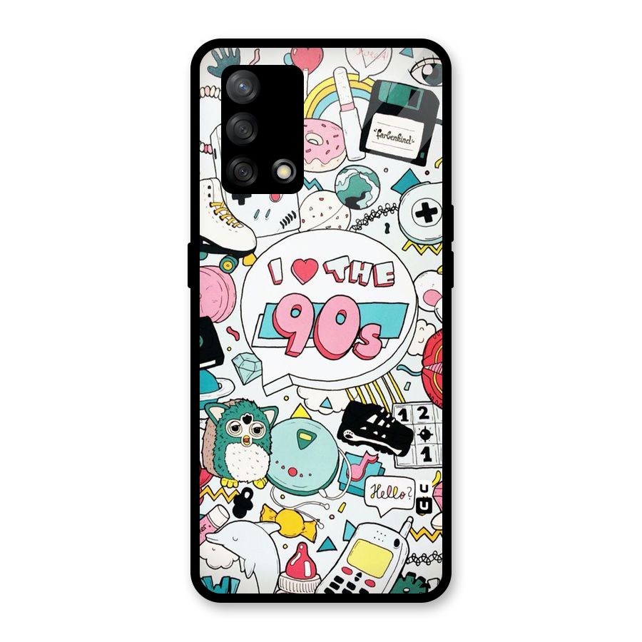 Heart 90s Glass Back Case for Oppo F19