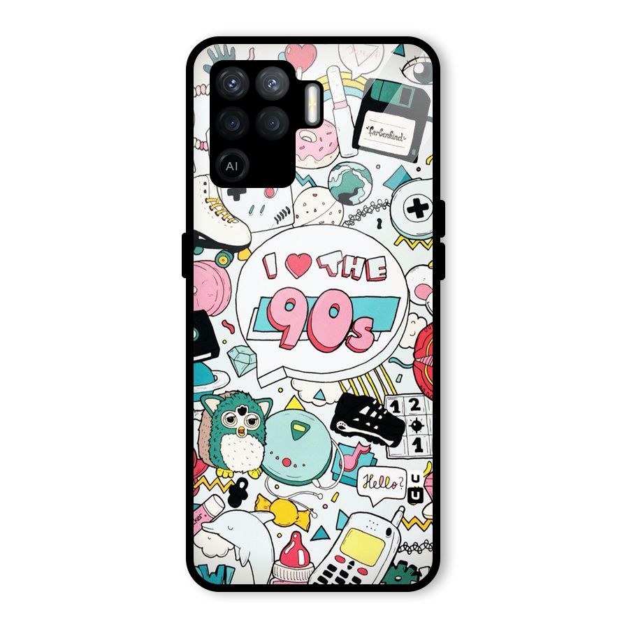 Heart 90s Glass Back Case for Oppo F19 Pro