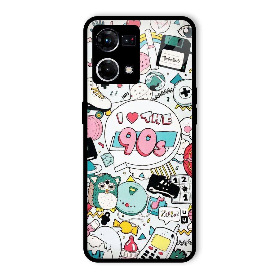 Heart 90s Glass Back Case for Oppo F21 Pro 4G