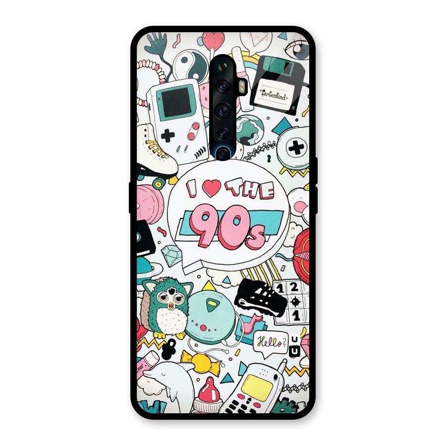 Heart 90s Glass Back Case for Oppo Reno2 F