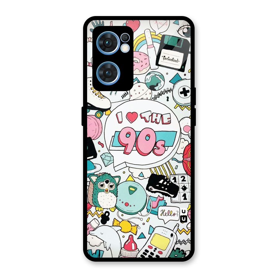 Heart 90s Glass Back Case for Oppo Reno7 5G