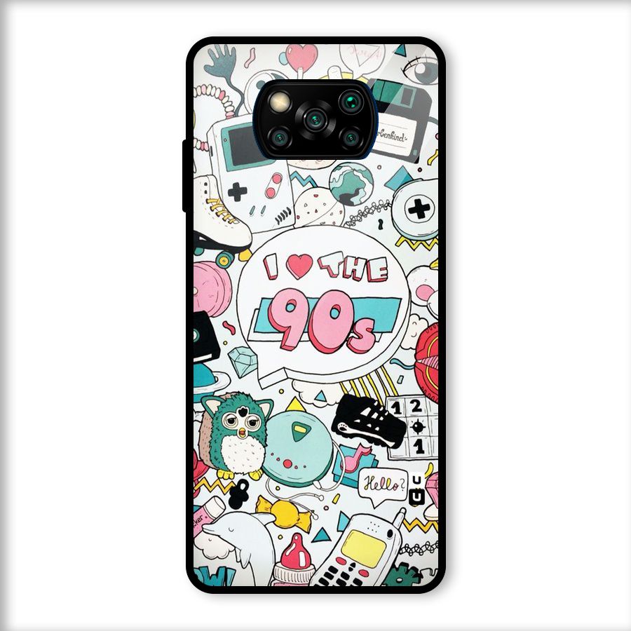 Heart 90s Glass Back Case for Poco X3