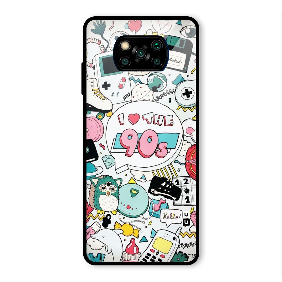 Heart 90s Glass Back Case for Poco X3 Pro
