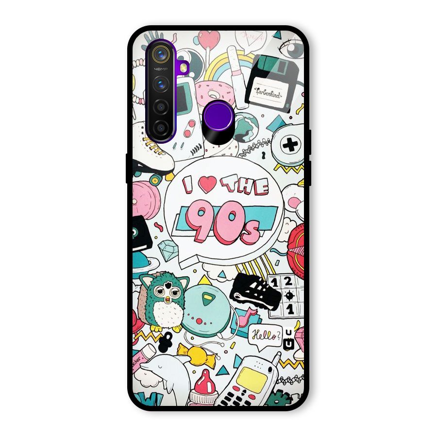 Heart 90s Glass Back Case for Realme 5 Pro