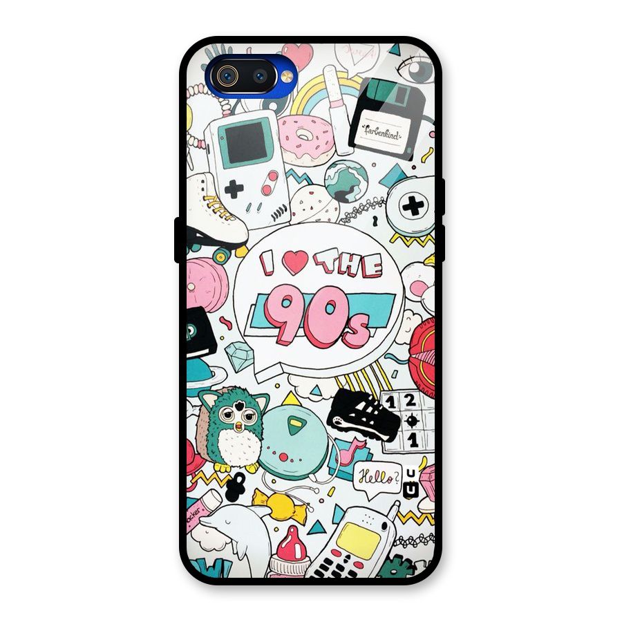 Heart 90s Glass Back Case for Realme C2