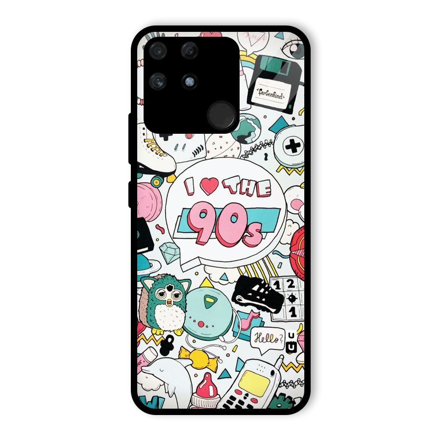 Heart 90s Glass Back Case for Realme Narzo 50A