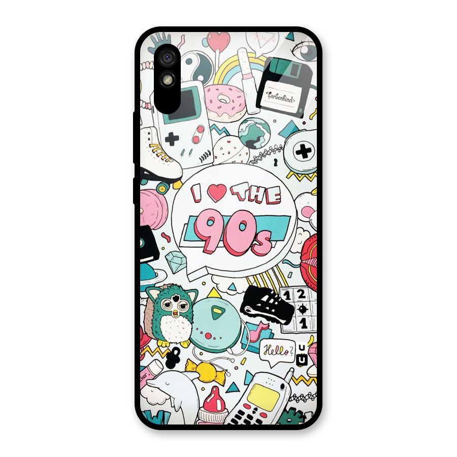 Heart 90s Glass Back Case for Redmi 9i